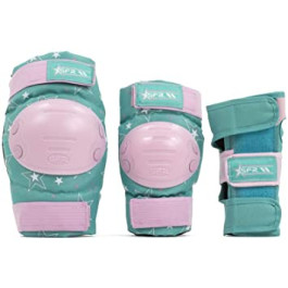 Pack de protections SFR rose/vert pour enfant-L